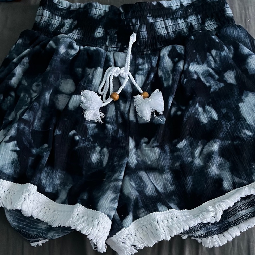blue tie dye shorts